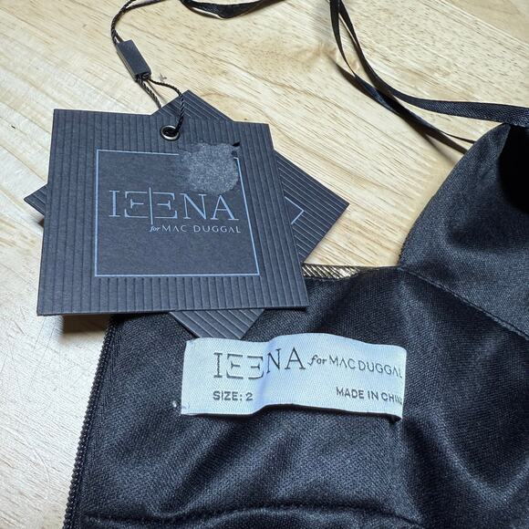 Mac Duggal NWT Gold Metallic Criss Cross Halter Neck Midi Dress Size 2 High Slit - Picture 4 of 10